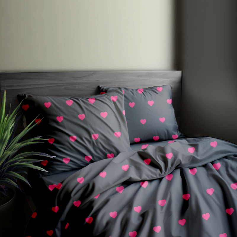 Ervi Bavlněné povlečení - Růžová srdíčka