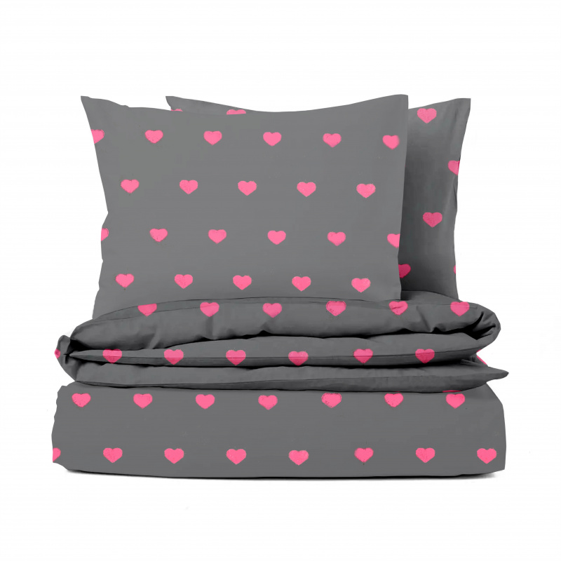 Ervi Bavlněné povlečení - Růžová srdíčka