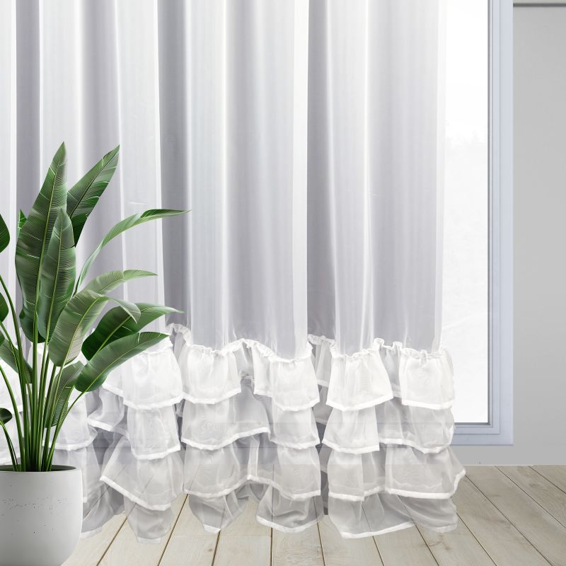 Ervi kusová hotová bílá voálová záclona s volány