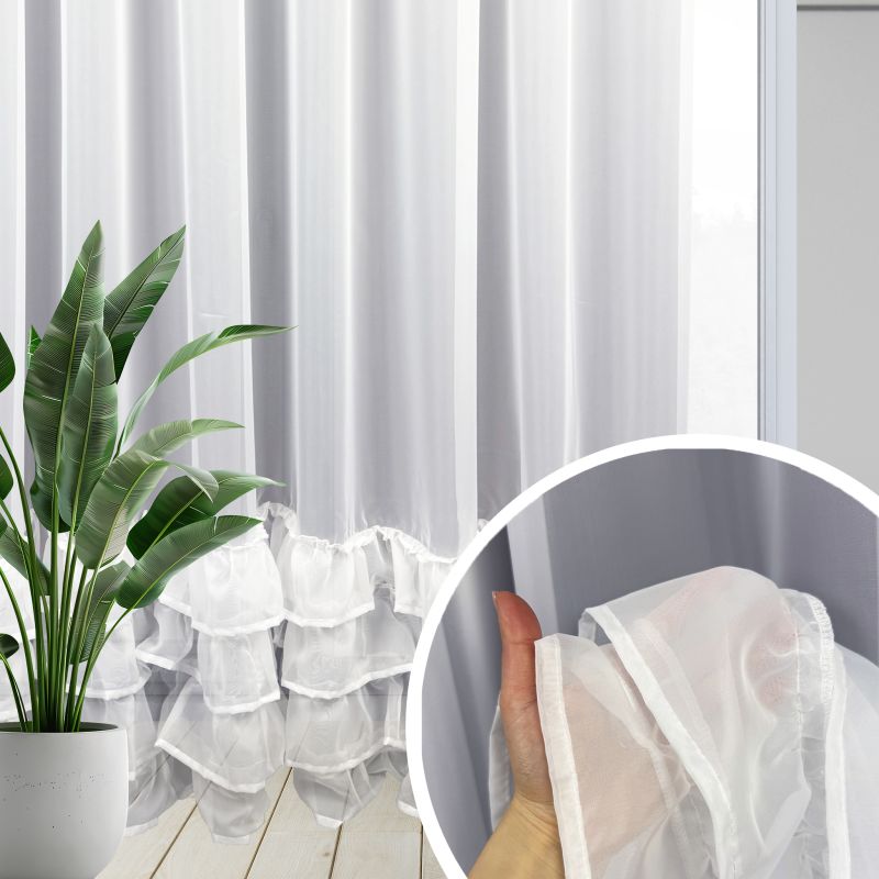 Ervi kusová hotová bílá voálová záclona s volány