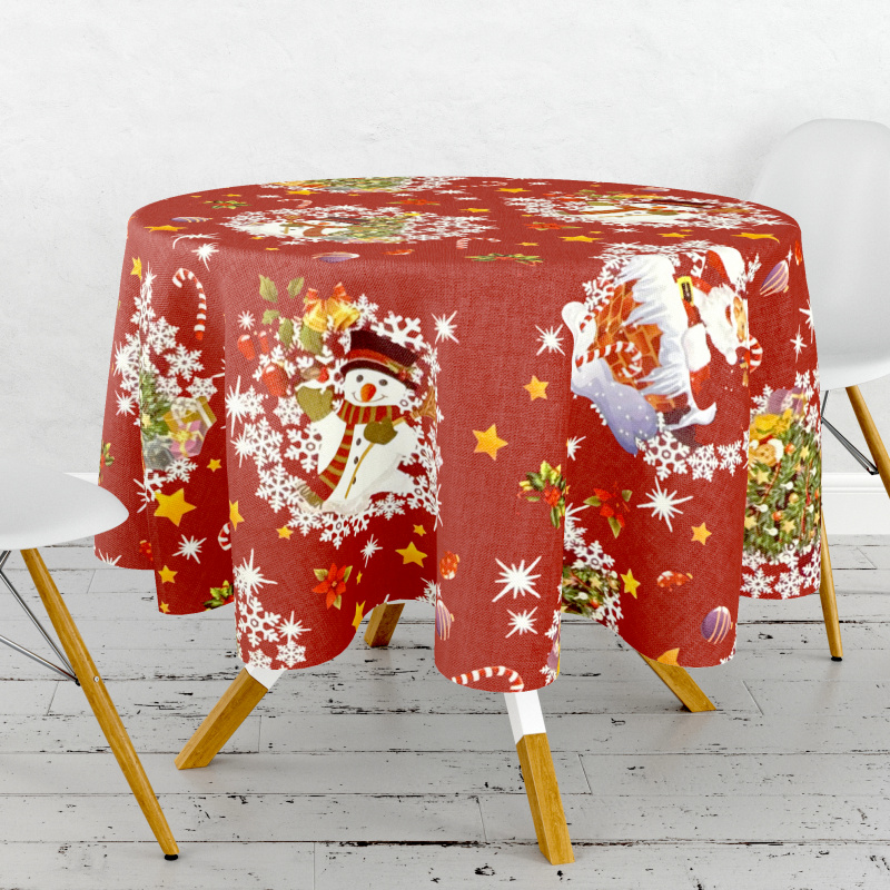 Ubrus PVC kulatý FL-1188-03 – Vánoční motiv (různé velikosti)