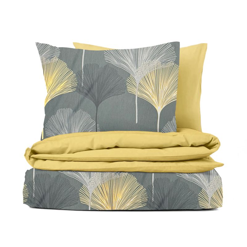 Ervi Bavlněné povlečení oboustranné - Botanic Luxe/žluté