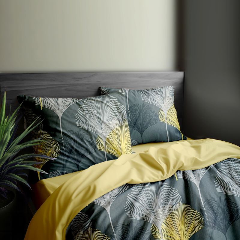 Ervi Bavlněné povlečení oboustranné - Botanic Luxe/žluté