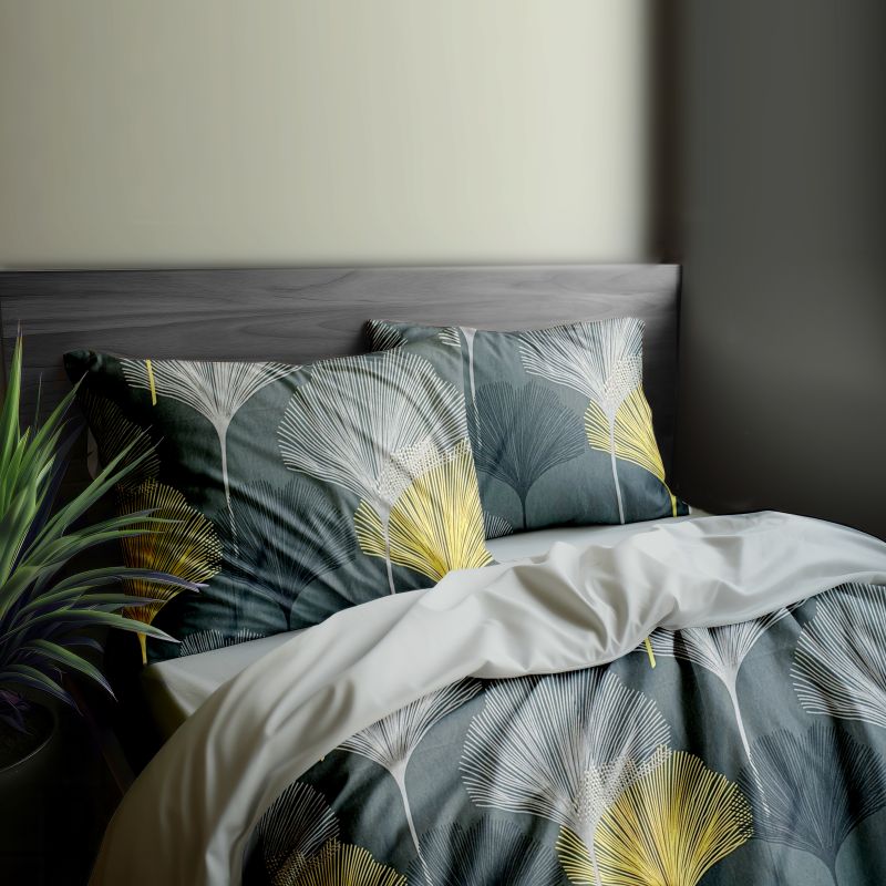 Ervi Bavlněné povlečení oboustranné - Botanic Luxe/světle šedé