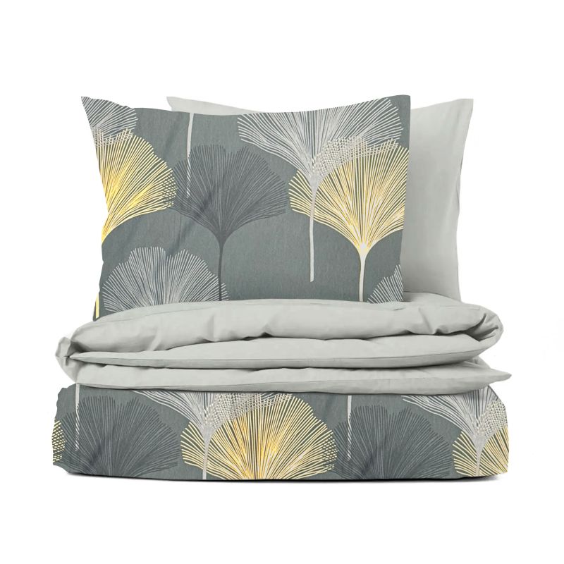 Ervi Bavlněné povlečení oboustranné - Botanic Luxe/světle šedé