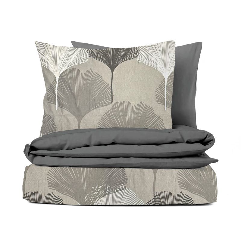 Ervi Bavlněné povlečení oboustranné - Nordic Leaves/ šedé