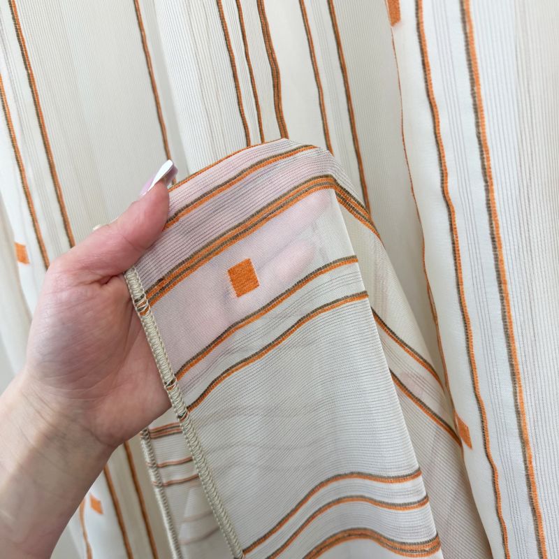 Ervi voálová látka /záclona s olůvkem - N 168 oranžová kostka, metráž