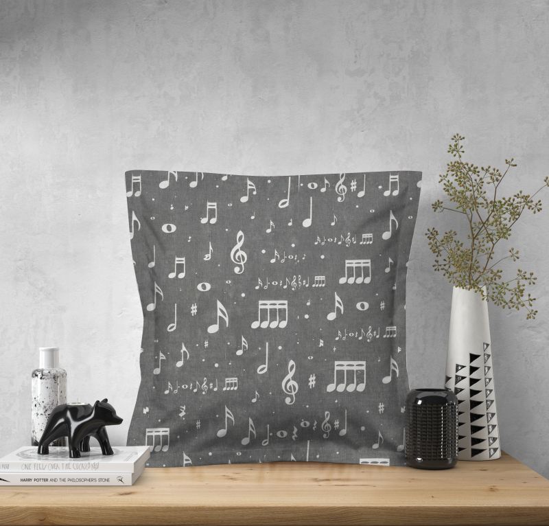 Ervi povlak na polštář bavlněný s lemem - Music Style