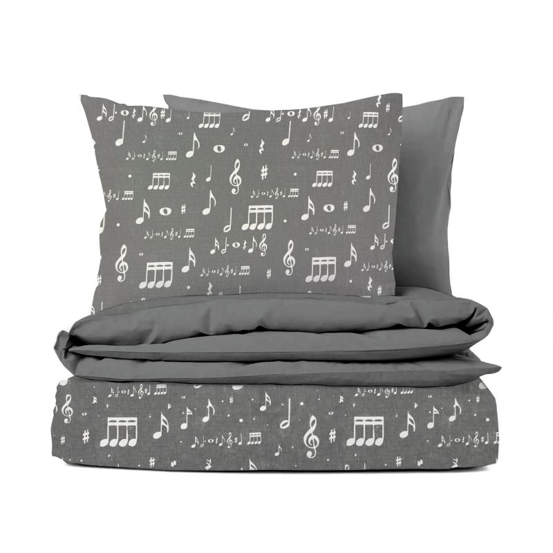 Ervi Bavlněné povlečení oboustranné - Music Style/šedé