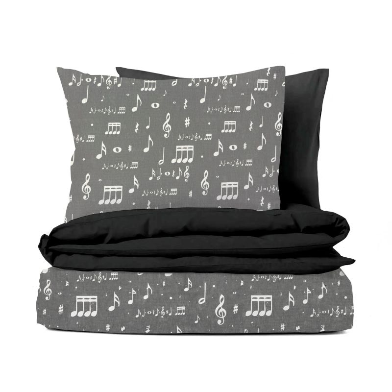 Ervi Bavlněné povlečení oboustranné - Music Style/černé