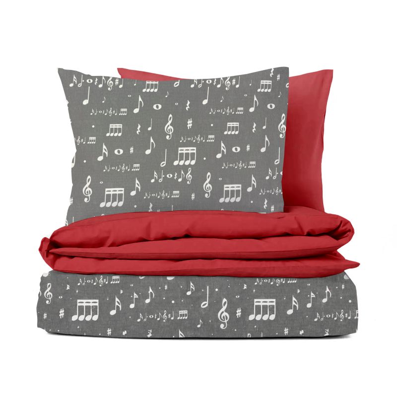 Ervi Bavlněné povlečení oboustranné - Music Style/červené