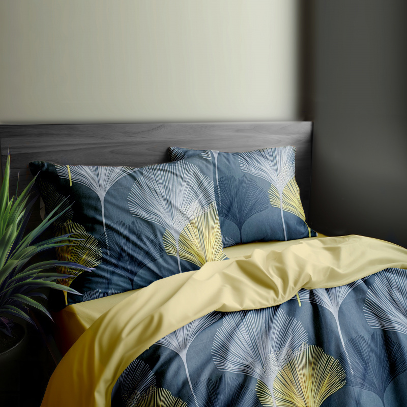 Ervi Bavlněné povlečení oboustranné - Botanic Luxe/žluté