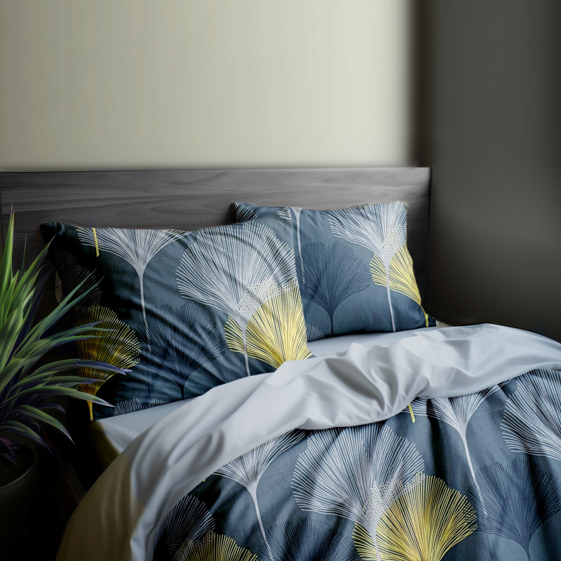 Ervi Bavlněné povlečení oboustranné - Botanic Luxe/světle šedé