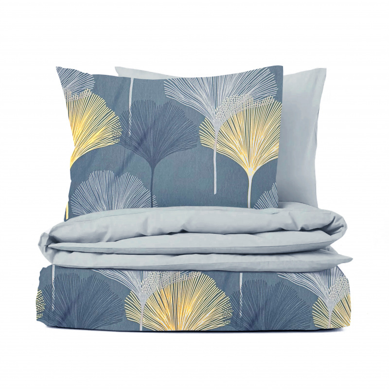 Ervi Bavlněné povlečení oboustranné - Botanic Luxe/světle šedé