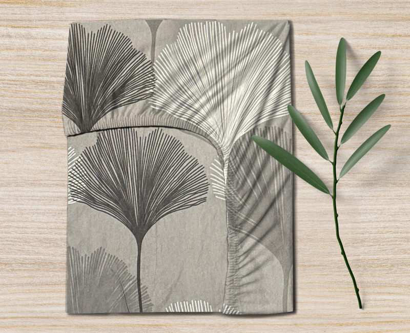 Ervi Bavlněné napínací prostěradlo - Nordic Leaves
