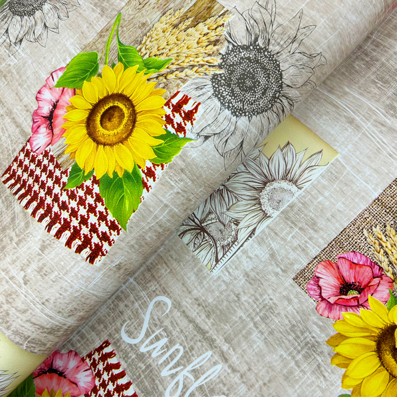 Ubrus PVC M-199- slunečnice metráž šířka 140cm