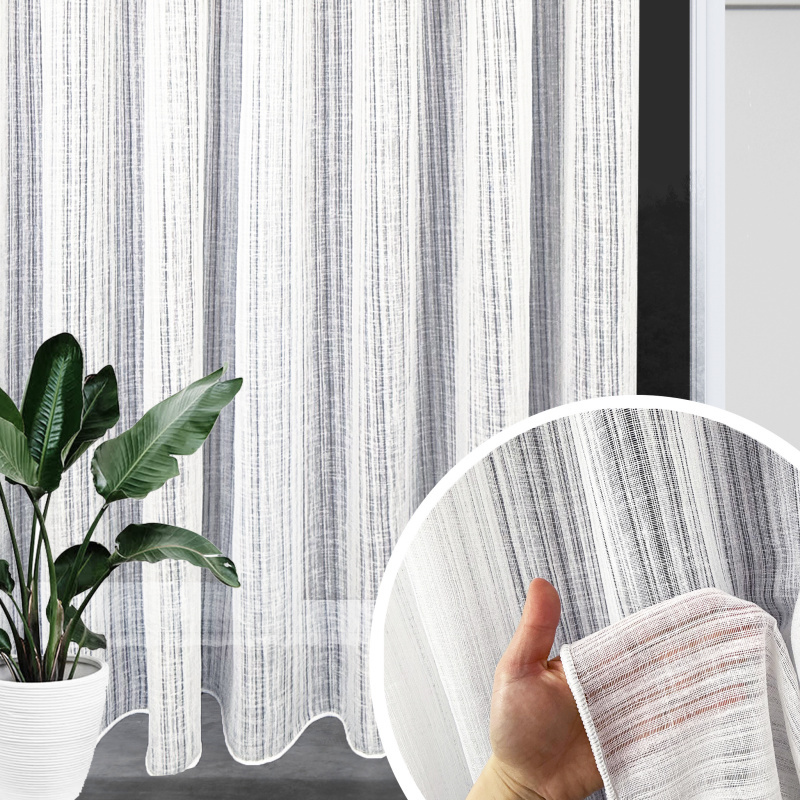 Voálová﻿ hotová bílá poloprůhledná záclona s řasící páskou - Ervi FR 1130 (různé velikosti)