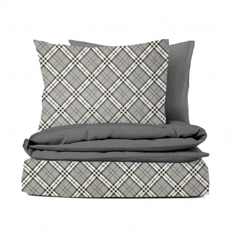 Ervi Bavlněné povlečení oboustranné - Grey Tartan/šedé