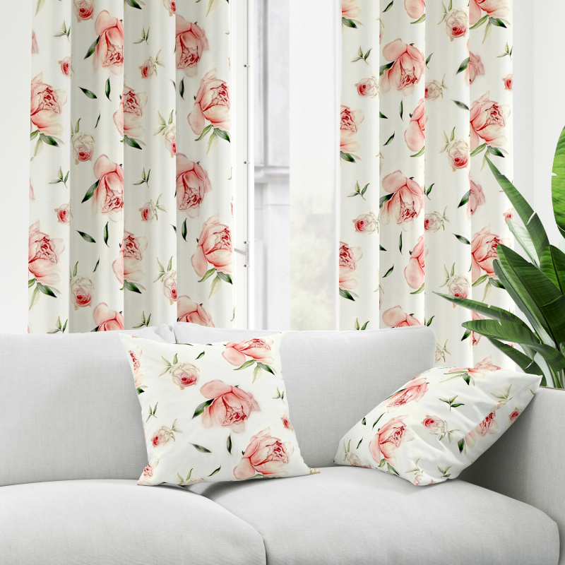 #Ervi dekorační závěs Royal Lux - Romantické pivoňky 140x260cm