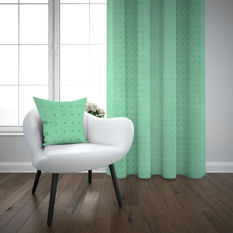 #Ervi dekorační závěs - Čtverečky mint zelený 150x250cm