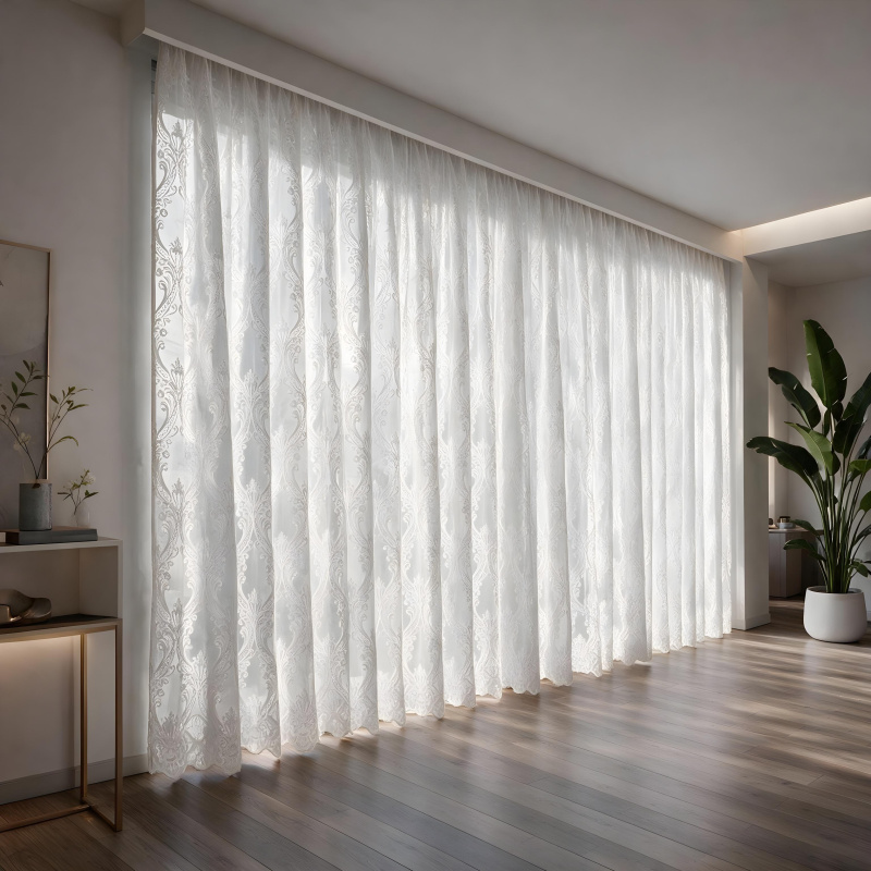 Voálová Luxusní vyšívaná záclona bílá Versailles White metráž Ervi 3634-11