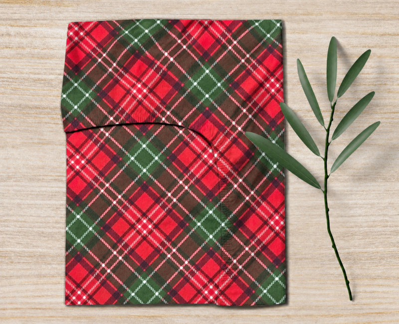 Ervi FLANELOVÉ napínací prostěradlo - Vánoční Tartan