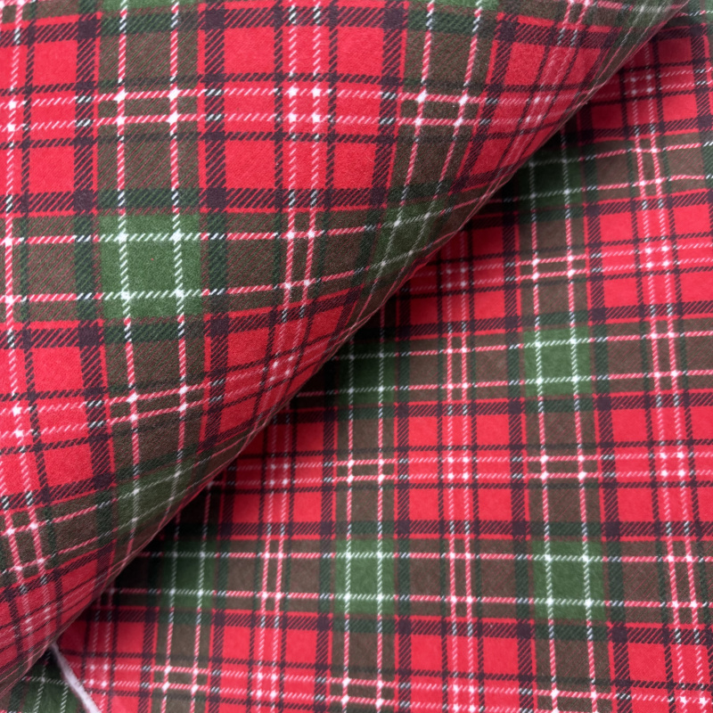Ervi povlak na polštář FLANELOVÝ - Vánoční Tartan, různé rozměry