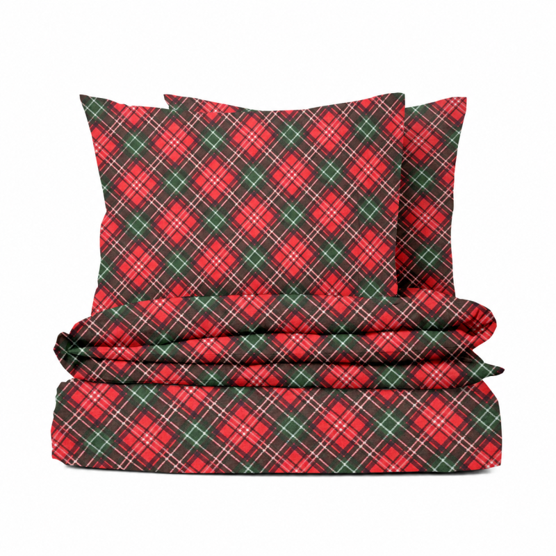 Ervi FLANELOVÉ bavlněné povlečení - Vánoční Tartan