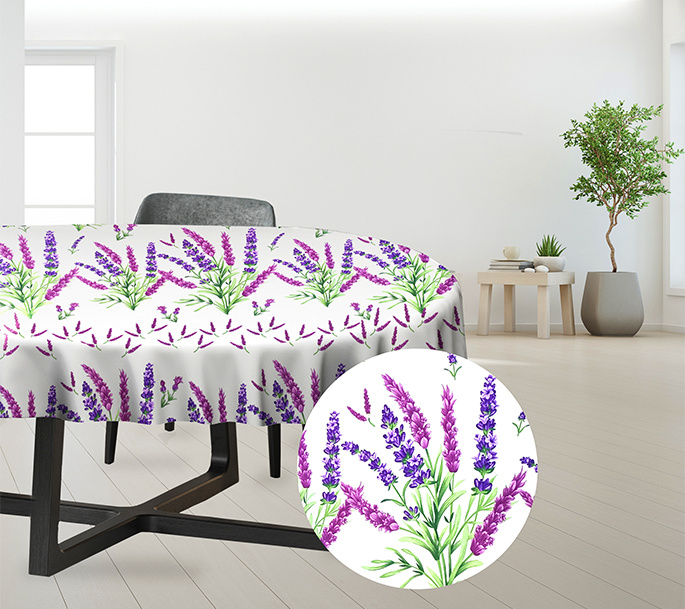 Ervi bavlněný ubrus na stůl oválný - levandule