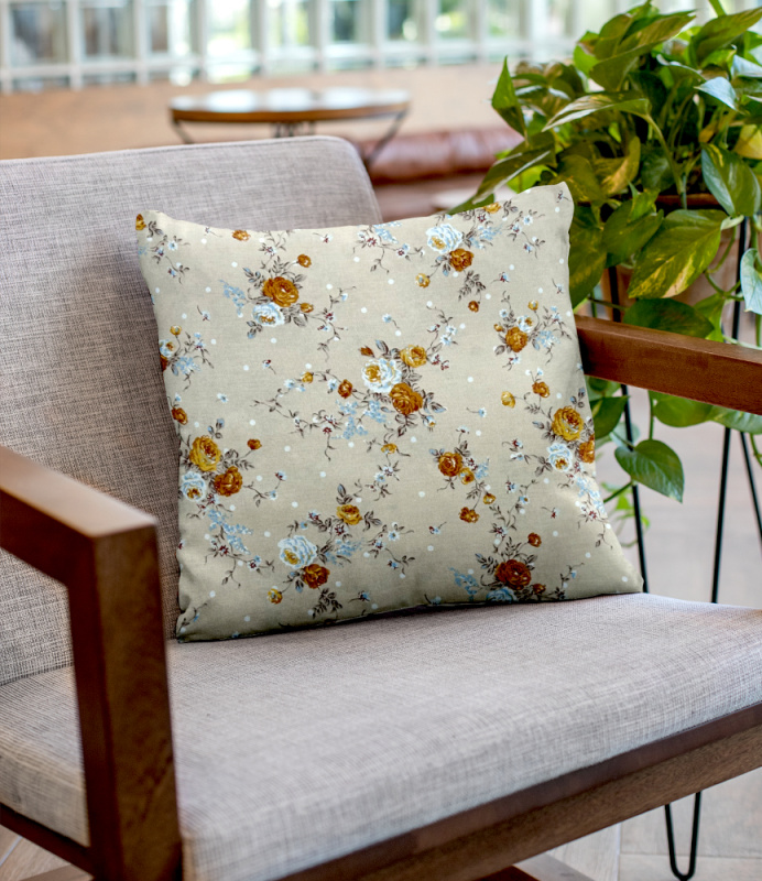 Ervi povlak na polštář bavlněný - růžičky na béžovém