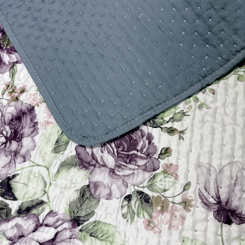 Přehoz oboustranný Colore - Fialové květy/modrý