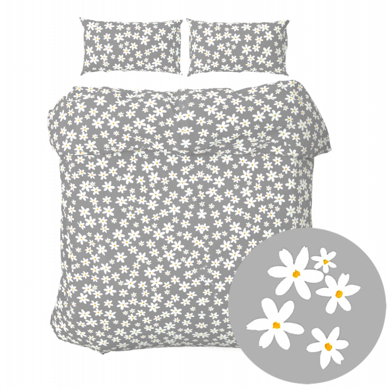 Ervi bavlněné povlečení -  květinky na šedém - 26186-1