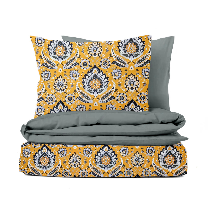 Ervi bavlněné povlečení oboustranné - Etno žluté/šedé
