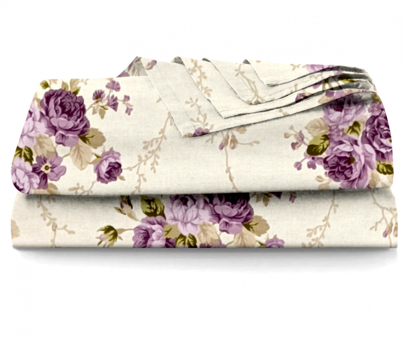 Ervi bavlněné prostěradlo -  fialové růže