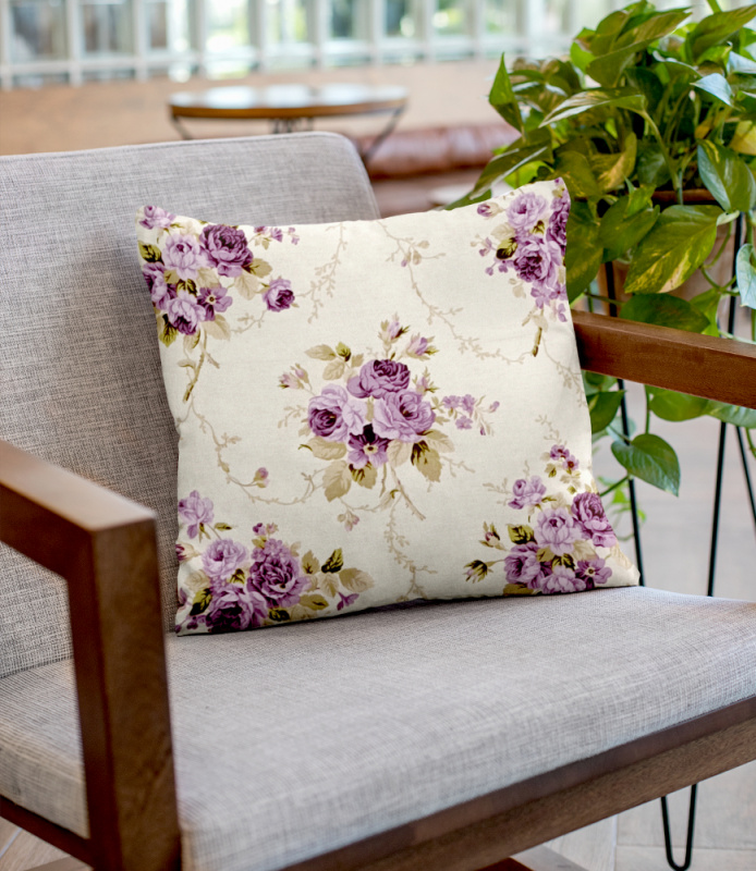 Ervi povlak na polštář bavlněný - fialové růže