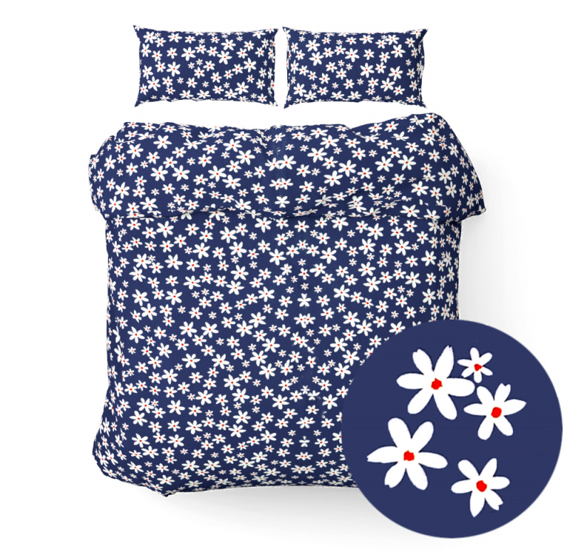 Ervi bavlněné povlečení -  květinky na modrém