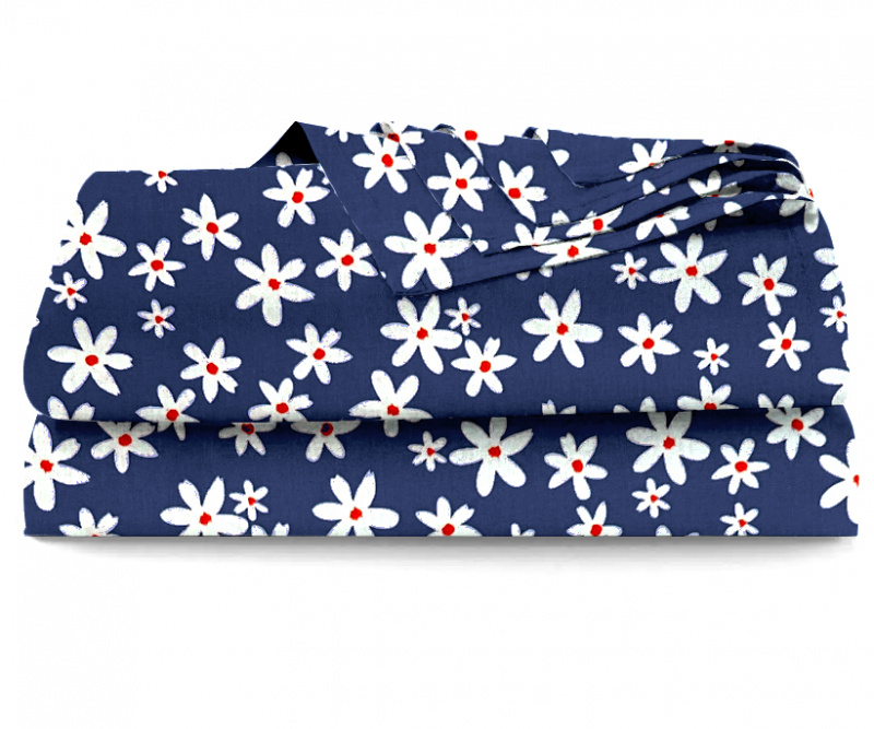 Ervi bavlněné prostěradlo - květinky na modrém