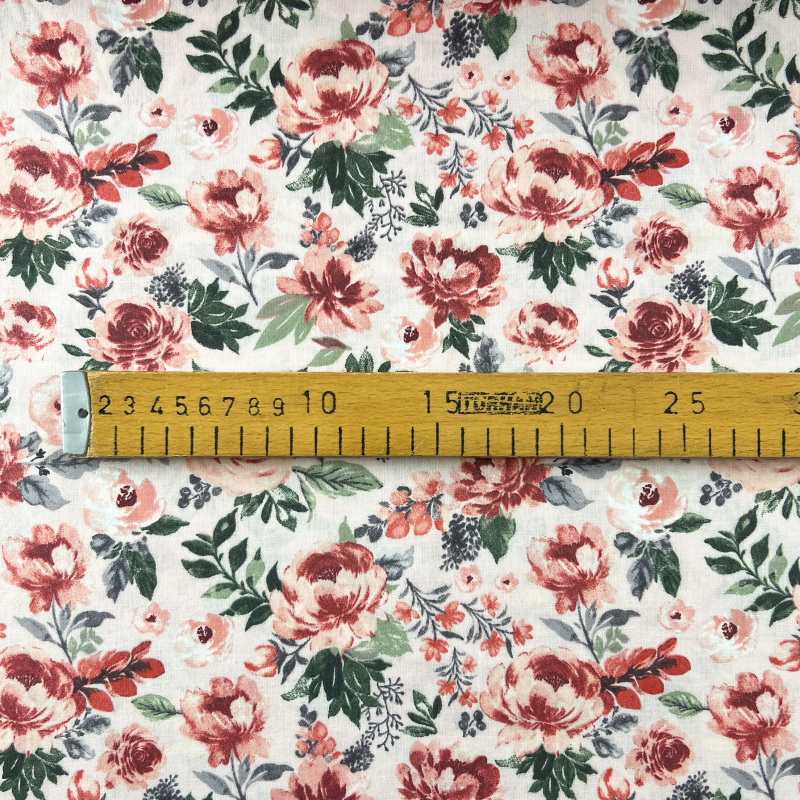 Ervi Bavlněná látka/plátno š.240cm - Kvetoucí růže červené č.25215-25, metráž