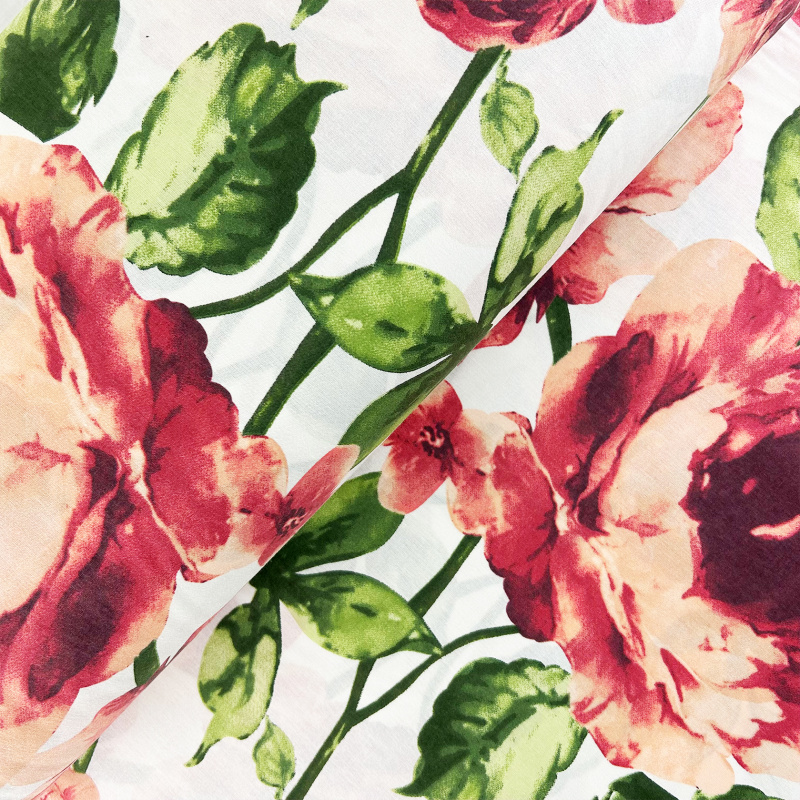 Ervi Bavlněná látka/plátno š.240cm - hortenzie a pivoňky č.26620-10, metráž