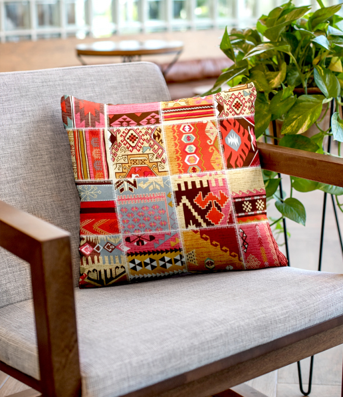 Ervi povlak na polštář bavlněný - Etno oranž