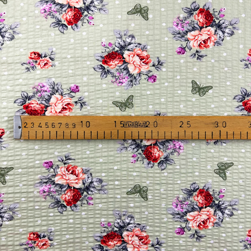 Ervi bavlna - krep š.240 cm - Romantický vzor č.25945-15, metráž