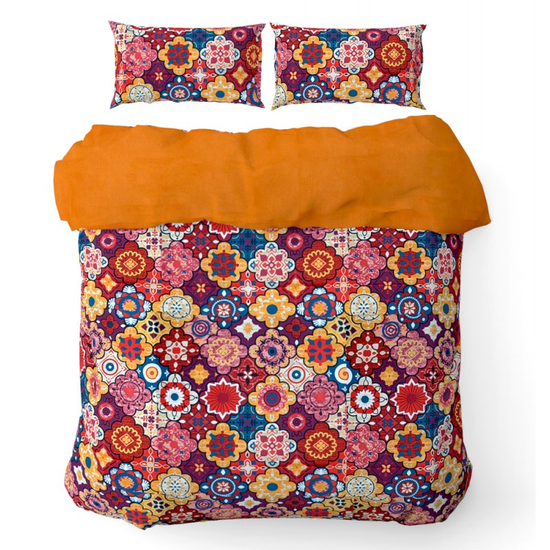 Ervi bavlněné povlečení oboustranné - barevný ornament/oranžové
