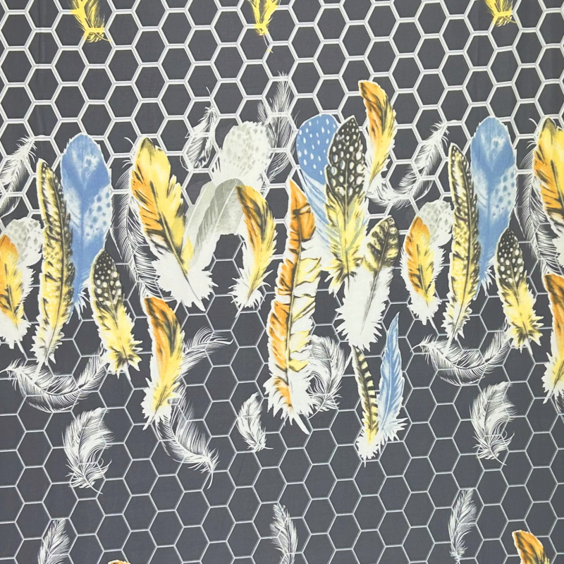 Ervi Bavlněná látka/plátno š.240cm -  peří na šedém č.10606-8, metráž