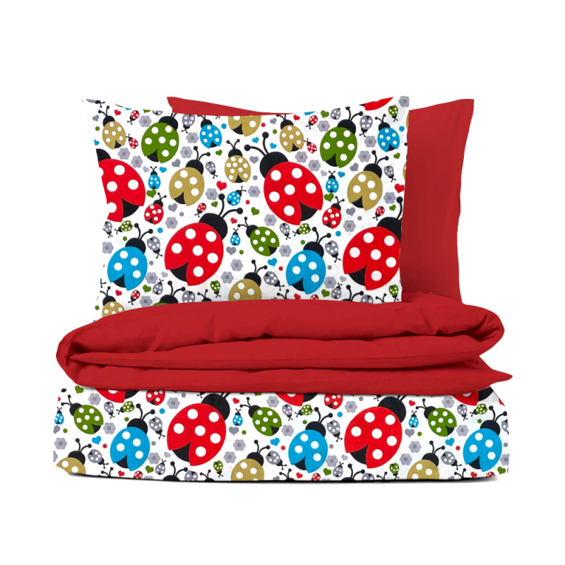 Ervi bavlněné povlečení oboustranné - barevné berušky/červené