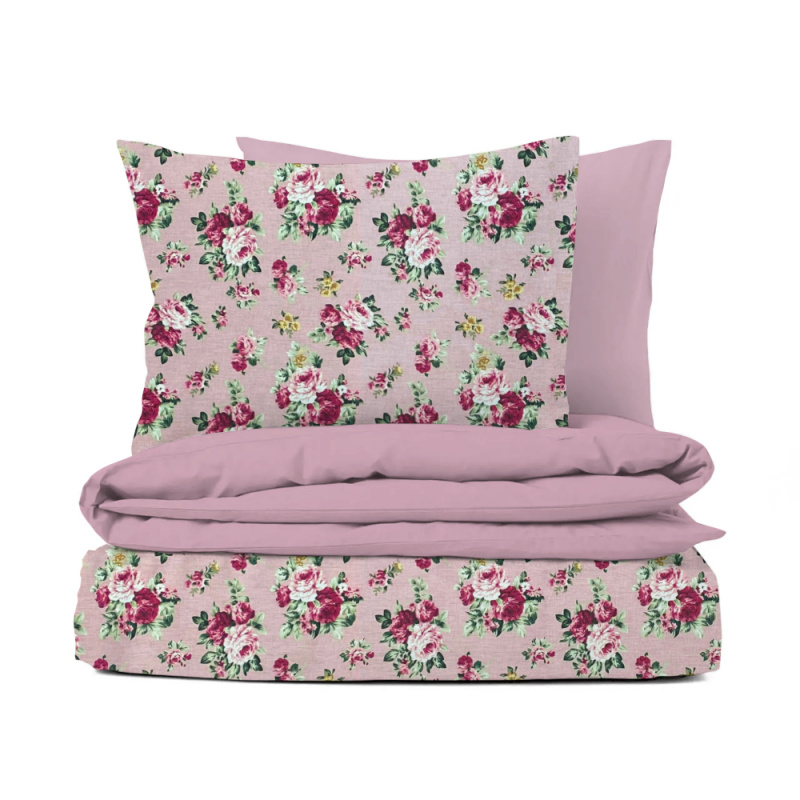 Ervi bavlněné povlečení oboustranné - růžičky na růžovém/růžové