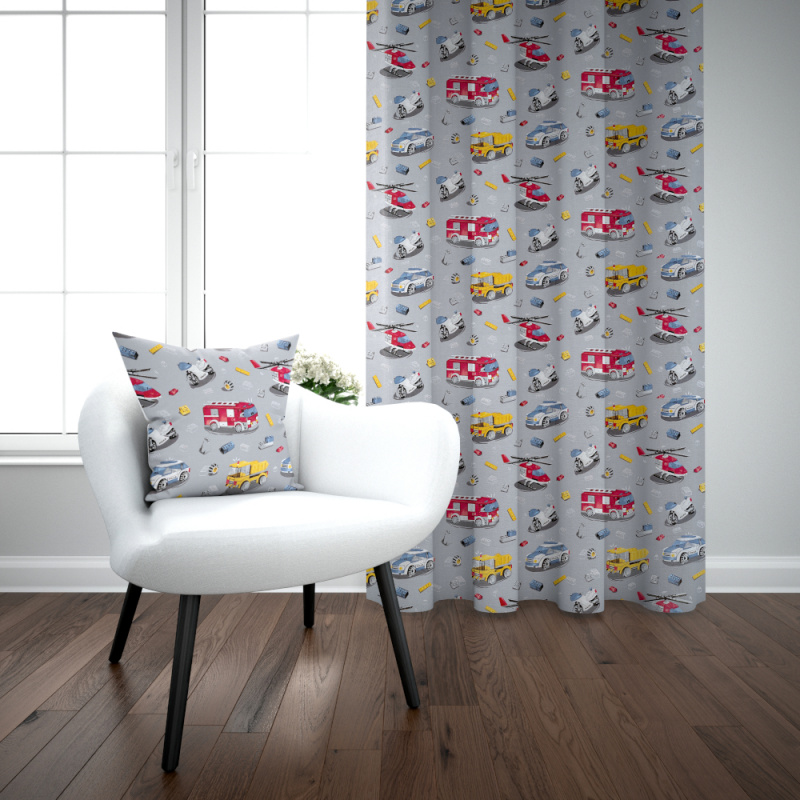 Ervi bavlněný závěs metrážový - autíčká a vrtulníky