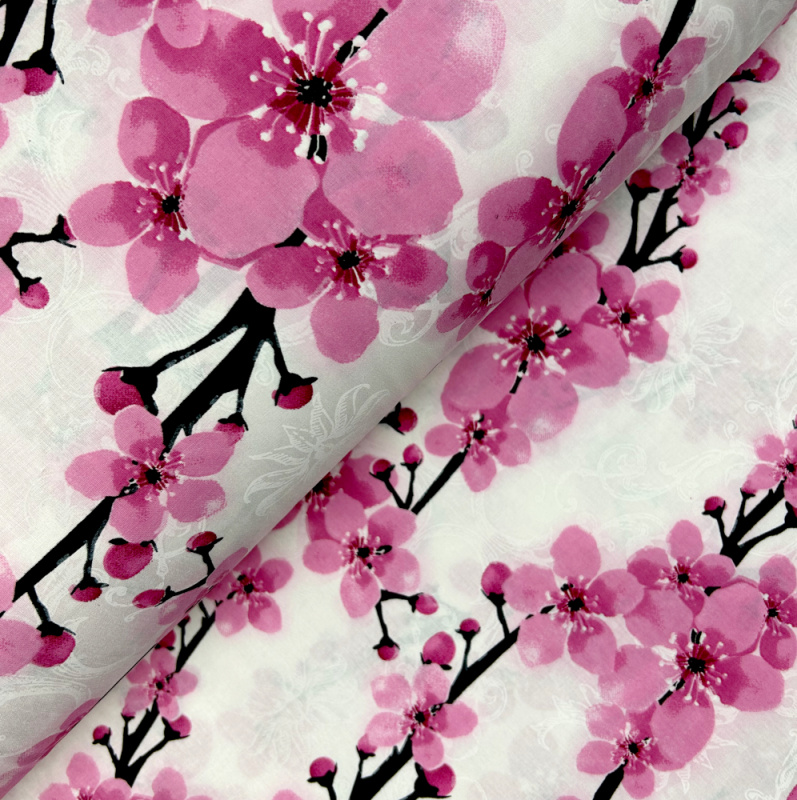 Ervi Bavlněná látka/plátno š.240cm - květy sakury 12081-27, metráž