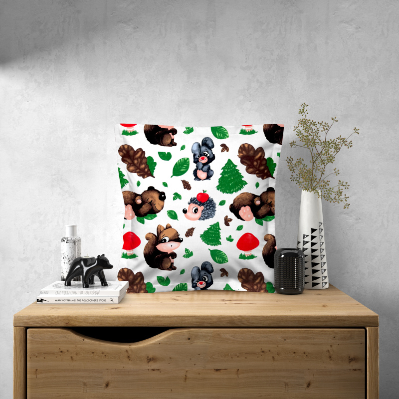 Ervi povlak na polštář bavlněný s lemem -  zvířátka