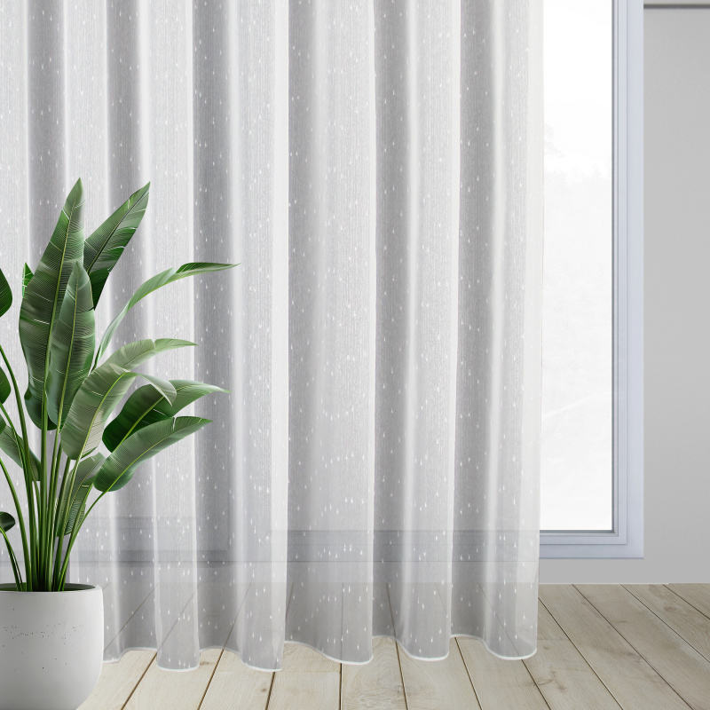 Ervi voálová záclona s olůvkem bílá prší / Rain, metráž