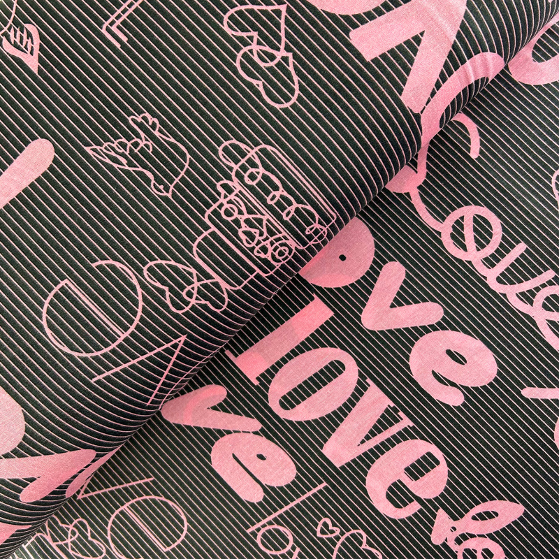 Ervi Bavlněná látka/plátno š.240cm - s nápisem LOVE  - 26842-3, metráž